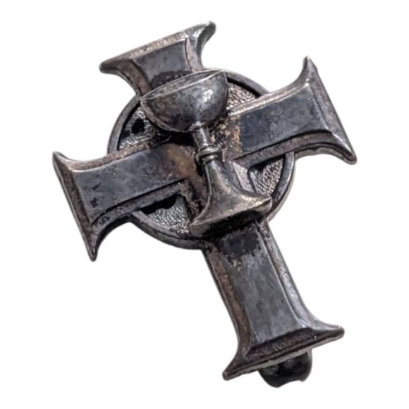 Birks Sterling Silver Cross with Chalice Pin Brooch In Box First Communion - Picture 2 of 4